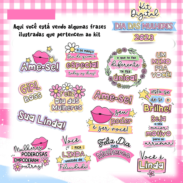 Kit Digital Dia das Mulheres Completo em Png  3