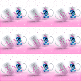 26 Arte para Caneca Alfabeto Feminino Stitch Rosa e Roxo em Jpg
