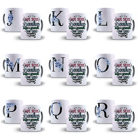 26 Arte para Caneca Alfabeto Floral Roxo em CorelDraw + Jpg 