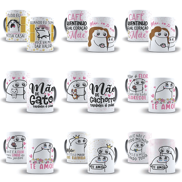 60 Artes Caneca Flork Dia das Mães Editável Corel Draw + Png 1