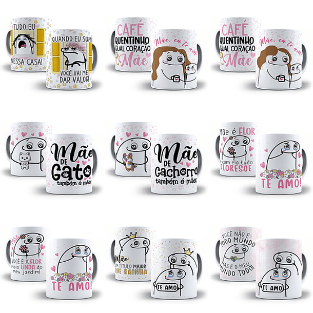 60 Artes Caneca Flork Dia das Mães Editável Corel Draw + Png 2