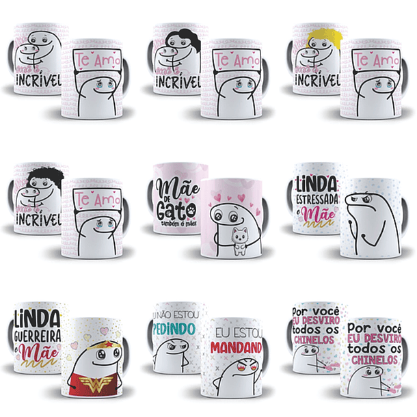 60 Artes Caneca Flork Dia das Mães Editável Corel Draw + Png 3