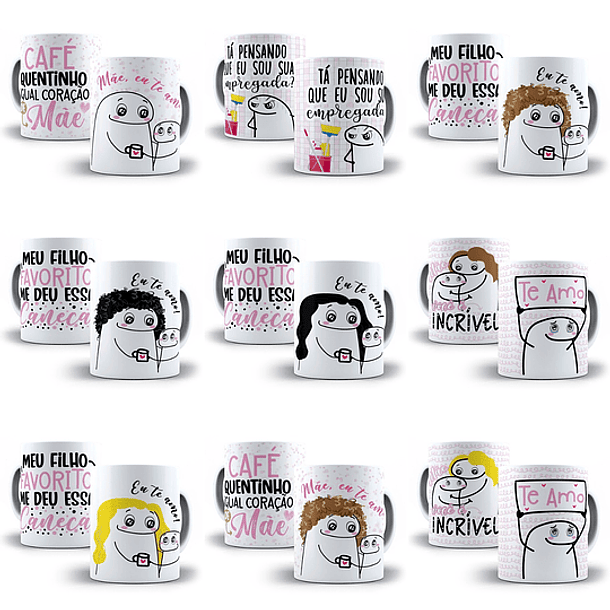 60 Artes Caneca Flork Dia das Mães Editável Corel Draw + Png 8