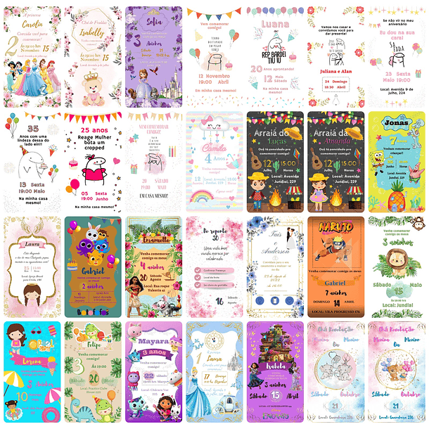 Pack Canva 220 Convites Modernos Editáveis no Canva Templates Editáveis 8