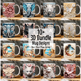 13 Artes para Caneca Animais 3D em Jpg