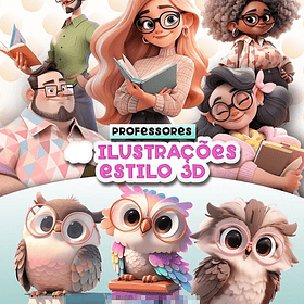 Kit Digital Mascotinhas Professoras Fofinhas 3D em Png