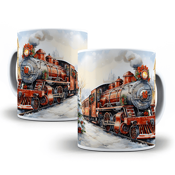 12 Artes para Caneca Trem Natalino 3d Arquivo em Jpg  6