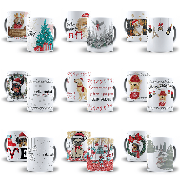 30 Artes para Caneca e Camisa Natal Pets em Corel Draw 1