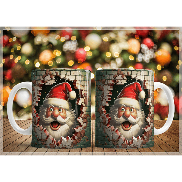 34 Artes para Caneca Natal Papai Noel 3D Arquivo em Jpg   5