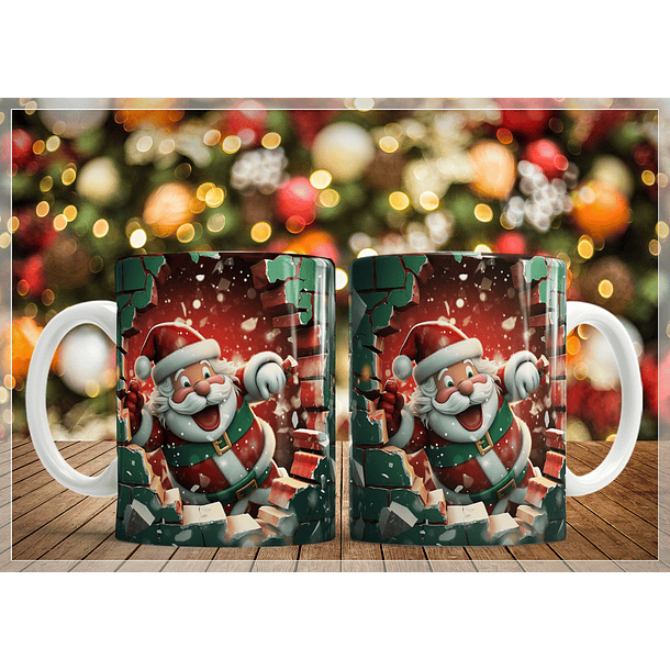 34 Artes para Caneca Natal Papai Noel 3D Arquivo em Jpg   6