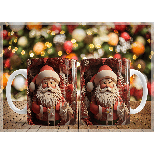 34 Artes para Caneca Natal Papai Noel 3D Arquivo em Jpg   9