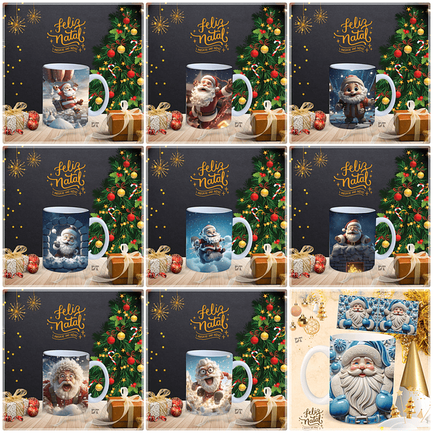 97 Artes para Caneca Natalina Papai Noel e Outros 3d Arquivo em Jpg  3