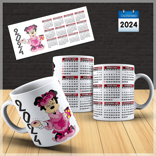 30 Artes para Caneca Calendário Temas Diversos 2024 Arquivo em Photoshop 8