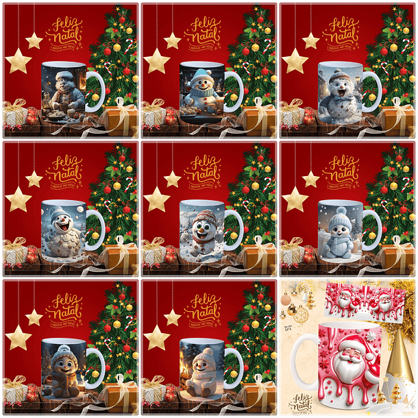 97 Artes para Caneca Natalina Papai Noel e Outros 3d Arquivo em Jpg  4