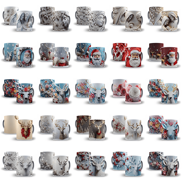 230 Artes para Caneca Natalina Natal  3d Arquivo em Jpg  4