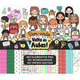 Kit Digital Volta as Aulas Mascotinhos Completo em Png