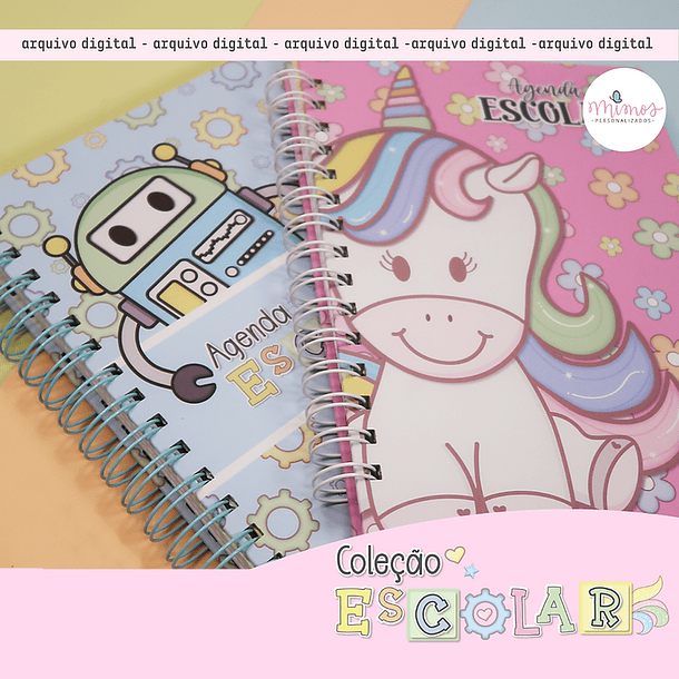 Arquivo Agenda Escolar Robô e Unicórnio 2024 Arquivo em Pdf 1