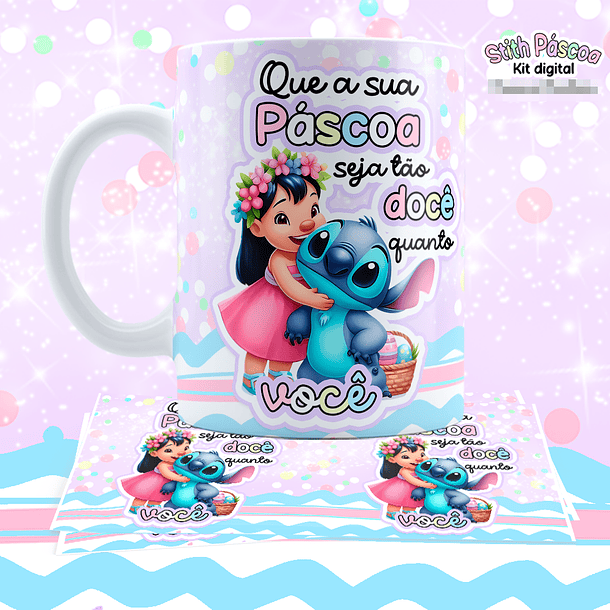 12 Artes para Caneca Pascoa Lilo e Stitch em Jpg 6