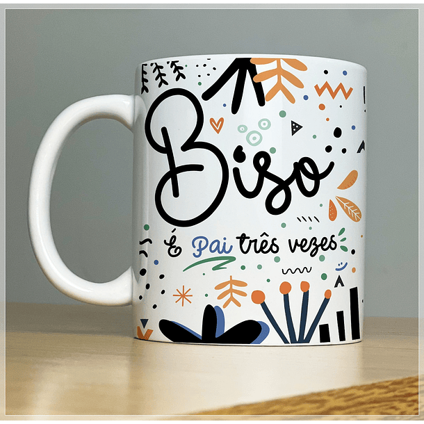 Arte Caneca Biso É pai três vezes Aniversário Arquivo Png 