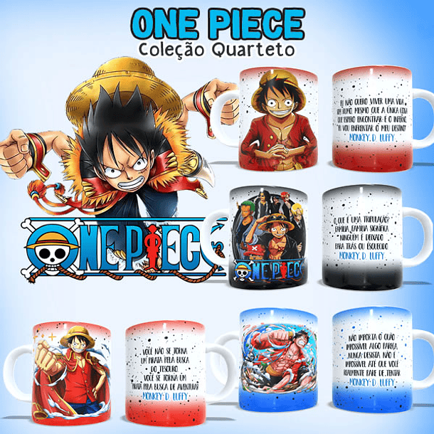 4 Artes para Caneca One Piece Arquivo em Jpg 