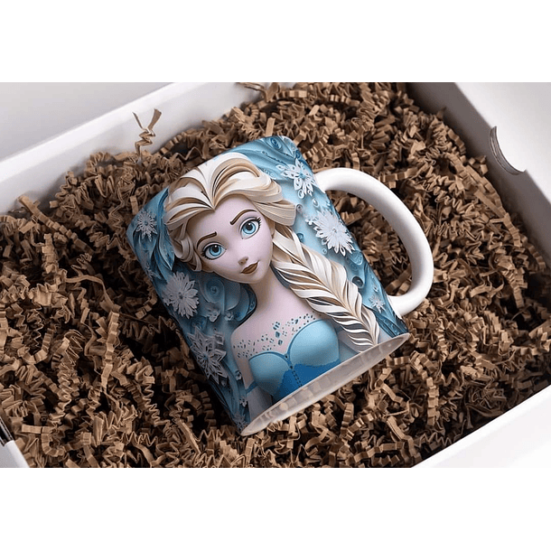5 Artes para Caneca 3D Princesas da Disney Arquivo em Jpg 1