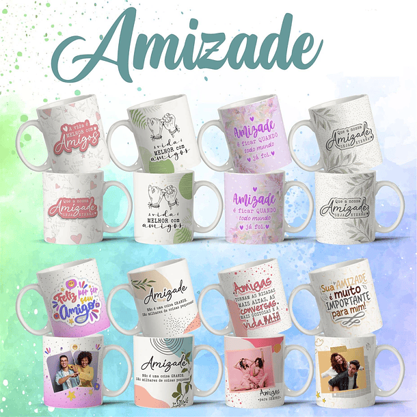 8 Artes para Caneca Amizade Amigos Arquivo Editável 1