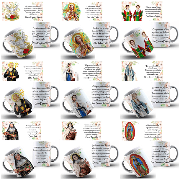 35 Artes para Caneca Santinhos Catolicos com Oração Arquivo Editável 4