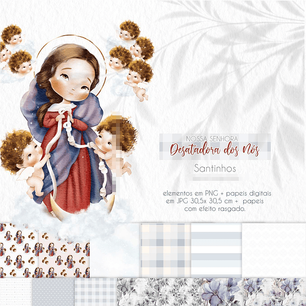 Kit Digital Nossa Senhora Desatadora de Nós Aquarela em Png   3