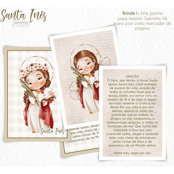 Kit Digital Santa Inês Aquarela em Png  2