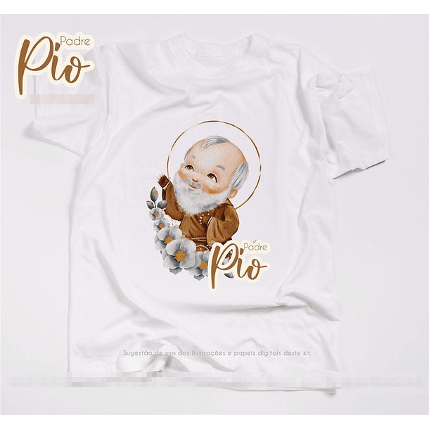 Kit Digital Padre Pio Aquarela em Png  7
