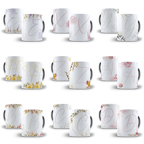 26 Artes para Caneca Alfabeto Arquivo Editável 