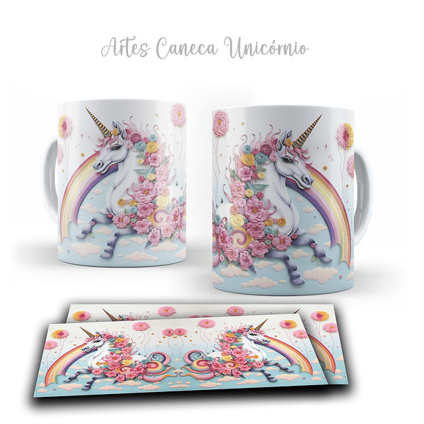 16 Artes para Caneca Unicornio 3d Arquivos em Jpg  7
