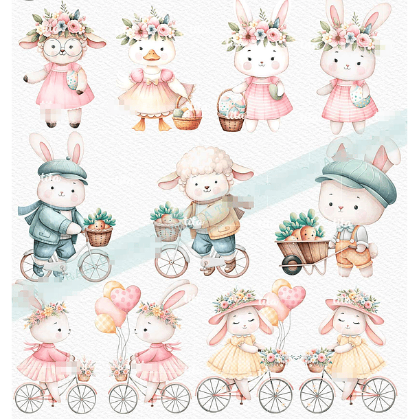 Kit Digital Páscoa Cut Bunnies em Png   3