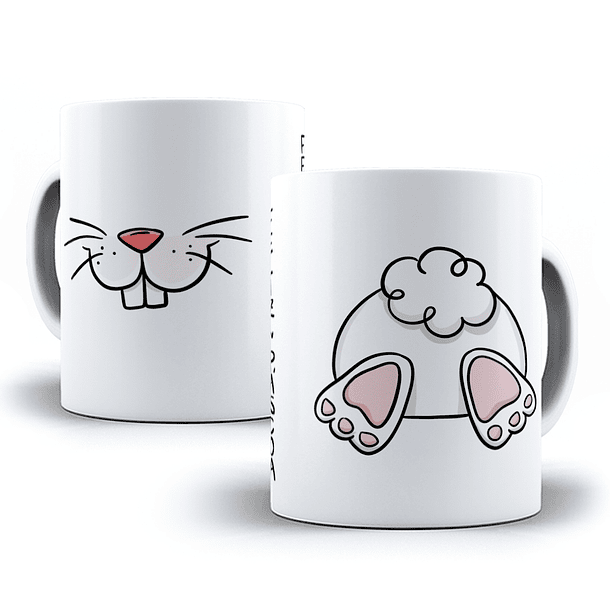 Arte Caneca Feliz Páscoa Coelho Branco Arquivo Png 