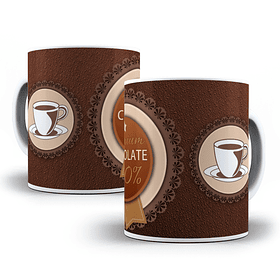 Arte Caneca Premium Chocolate 100% Arquivo Png