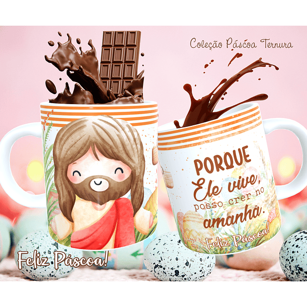30 Arte para Caneca e Almofada Páscoa Cute Arquivo Editável 5