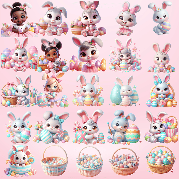 Kit Digital Páscoa Cute em Png  3