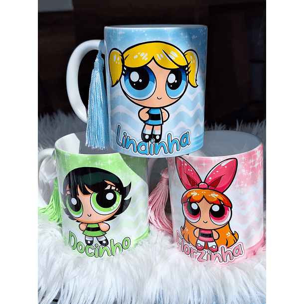 3 Artes Caneca Meninas Super Poderosas Glitter Arquivos em Jpg  1