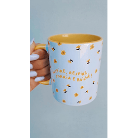 Artes Caneca Inspire e Respire Sorria e Brilhe Arquivo em Jpg