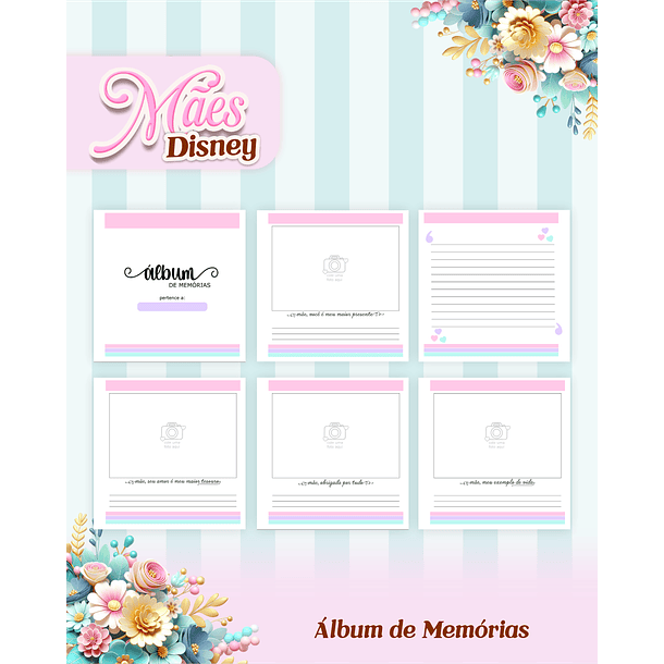 Arquivos para Encadernação Dia das Mães Princesas da Disney em Pdf e Png 11