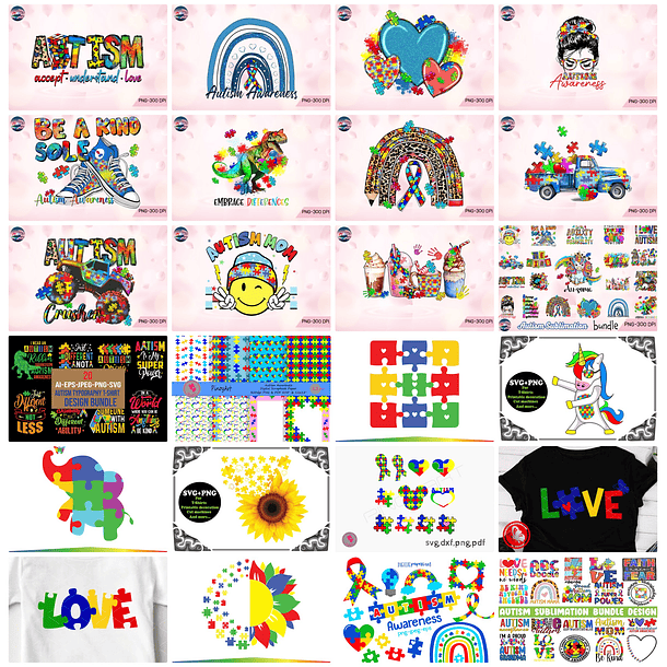 Mega Kit Digital Autismo Arquivos em Png  4