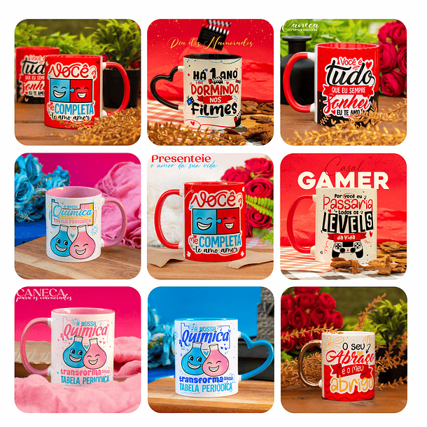 Pack 27 Artes para Caneca Dia dos Namorados Arquivo em Jpg 1