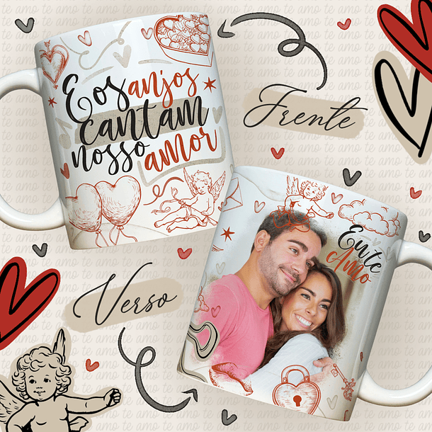 Arte Caneca E Os Anjos Cantam Nosso Amor Com Foto Arquivo Png 