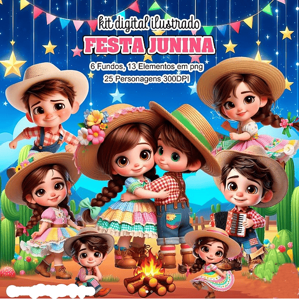 Kit Digital Festa Junina São João Arquivo em Png 