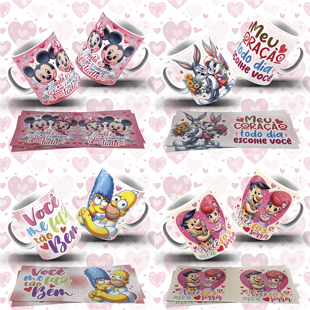 31 Artes para Caneca Dia dos Namorados Personagens Arquivo em Jpg  4