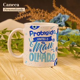 Arte Caneca Protegida Contra o Mau Olhado Arquivo Png