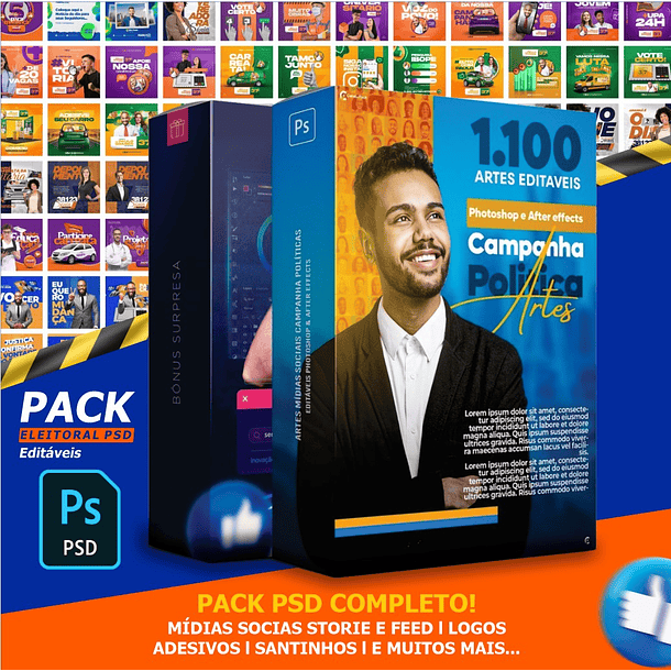 Pack 1.100 Artes Campanha Políticas Editável Photoshop Psd Photoshop  1