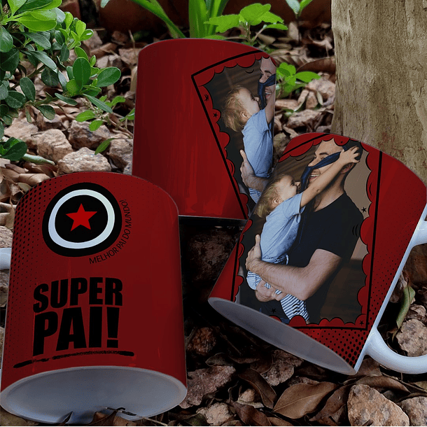 Arte Caneca Super Pai Vermelho Arquivo Png 
