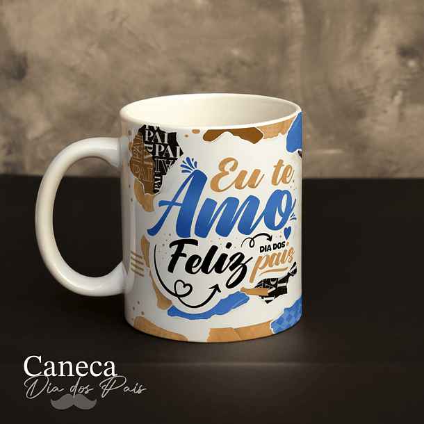 Arte Caneca Eu Te Amo Feliz Dia Dos Pais Azul Arquivo Png 