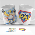8 Artes para Caneca Dia dos Pais Super Pai Aquarelado Arquivo em Jpg 3